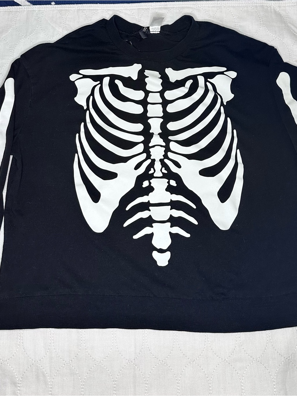 H&M Black Crewneck Sweater with White Skeleton Print